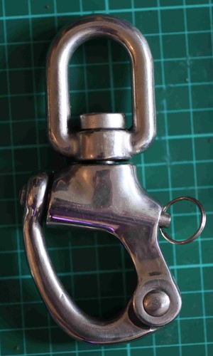 Swivelling snap shackle 6cm - swivelling, 12.6cm