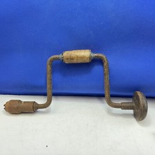 Carpenter Hand Drill Antique Wooden Handle Ratchet Brace Farmhouse Vintage