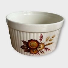 Vintage Lord Nelson Pottery Souffle Dish White Brown Harvest Seed Floral Cottage