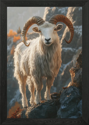 Mountain goat portrait - portrait, framed