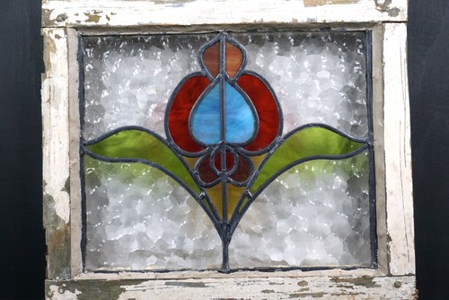 Antique stained glass window - stained,