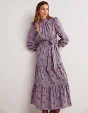 Boden Pink Blue Multi Floral Mutton Sleeve Maxi Dress - BNWT £140 - Size 12 R