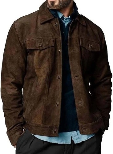 Men suede trucker leather - suede,