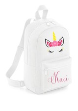 Personalised  UNICORN Backpack crown kids childrens back to school nursery bag