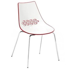 Calligaris Jam Dining Chair  Red White Modern Designer Plastic Seat Chrome Legs