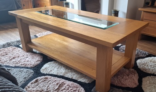 Solid oak and glass large - oak,