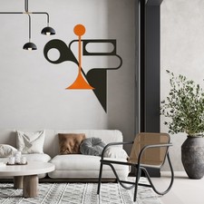 Colorful Metal Modern Wall Decor, Futuristic Wall Art, Black and Orange Wall Art