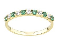 9ct Yellow Gold Simulated EMERALD & CZ Eternity Band Ring size J to S