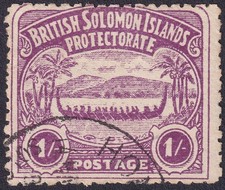 British Solomon Islands 1907 Large Canoe 1sh Bright Purple Used SG7 cat £120
