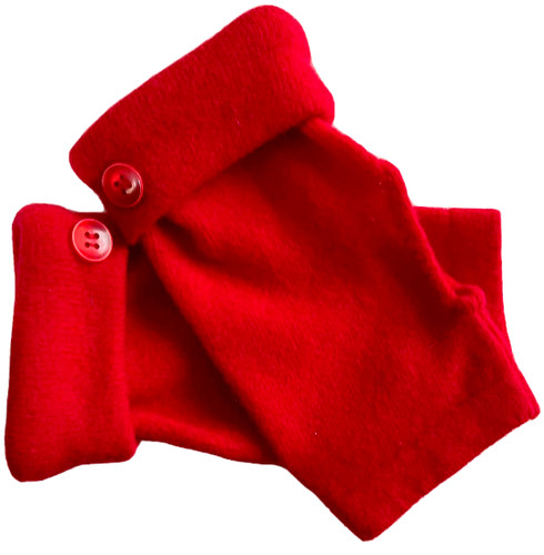 Fingerless gloves red - red, 100%