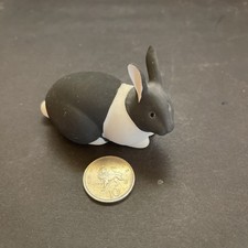 Small Vintage Highbank Porcelain Unglazed Black-And-White Dutch Rabbit