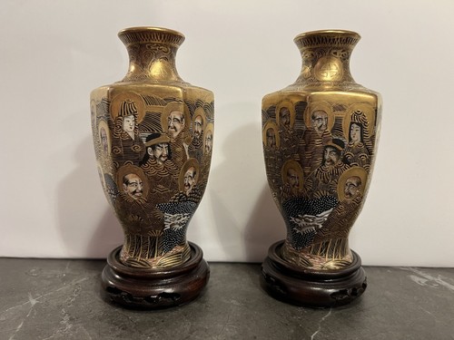 Satsuma vase pair - satsuma,