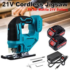 Cordless Jig Saw Electric jigsaw with 21V 2x Li-Ion Battery and Charger + Blade