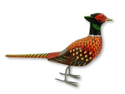 Wooden pheasant carving - wooden,