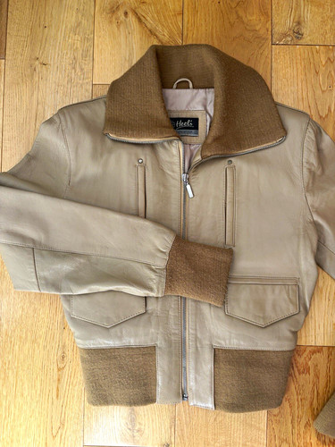 Heeli beige leather bomber - beige,