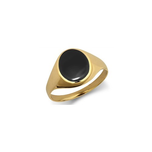 9ct gold oval onyx ring - gold,