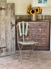 Antique French Wrought Iron Folding Garden Chair Seat