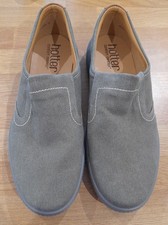 MENS HOTTER CUBA GREY DENIM CASUAL SLIP ON SHOES - SIZE 8 STD - BNWOB