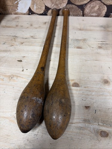 Pair wooden indian clubs - pair,