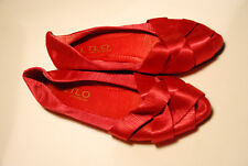 LTLO SHOES PUMPS OCCASION BRIGHT SHINY METALLIC PINK BALLET FLATS SILK ORIENTAL