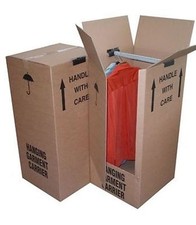 3 LARGE STRONG REMOVAL MOVING WARDROBE CARDBOARD BOXES WITH HANGING RAILS