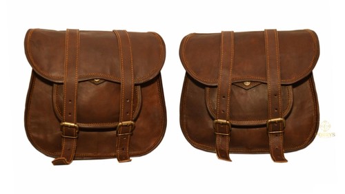 Leather saddle bags - leather, retro