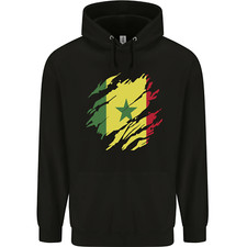 Torn Senegal Flag Senegalese Day Football Childrens Kids Hoodie