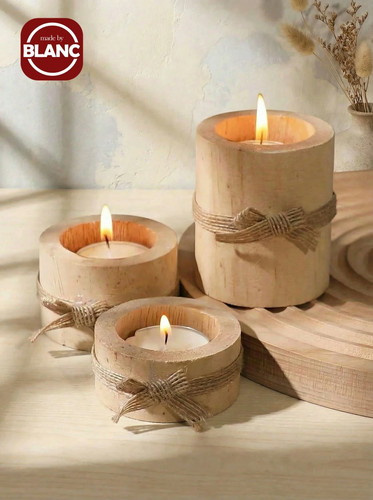 3pcs wooden tea light candle - 3pcs,