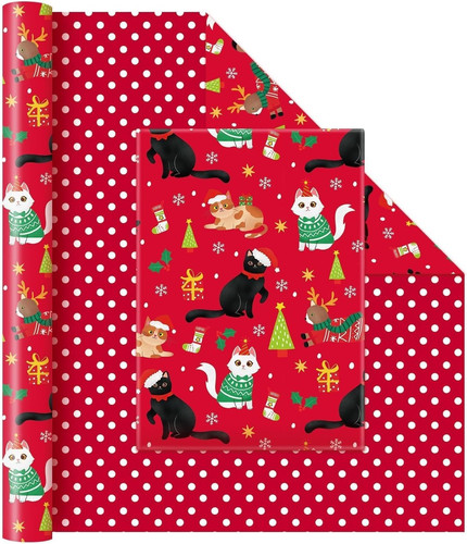 Christmas cat wrapping paper - cat,