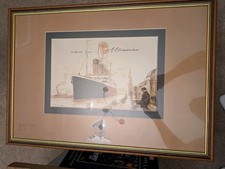 Print Of The Titanic Signed By Two Of The Passengers,
