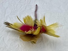 Vintage bright pink and acid green feather clothes & hat decoration