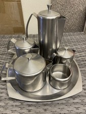 TUDOR Knight Stainless Steel 18/10 Vintage Lidded Tea Coffee Set 5 Pieces Rare