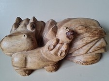 Carved wooden hippo - carved,