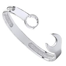 STERLING SILVER MEN'S SPANNER TORQUE BANGLE - HEAVY - SOLID 925 SILVER - 