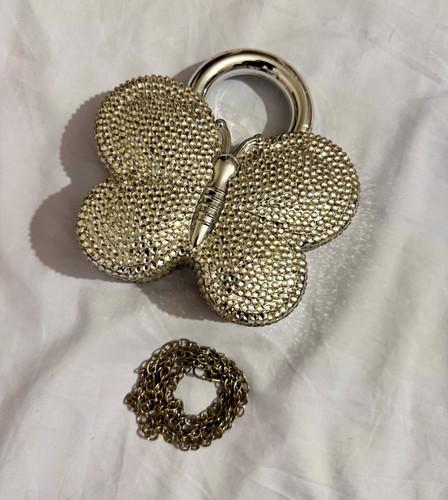 Silver rhinestone butterfly - rhinestone,