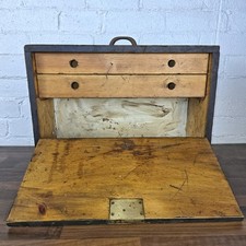 Vintage 2 Draw Wooden Engineers Tool Box Collectors Cabinet