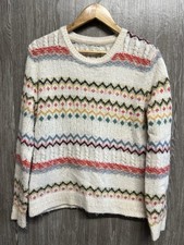 Fat Face Fairisle Jumper Alpaca Wool Knit Pattern Sweater Cream Multi Size 10