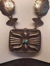 Vintage 1970's Estée Lauder Youth Dew Solid Perfume Pendant Necklace Silver Tone