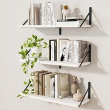 Floating Book Shelves Wall Mounted FOR AUCTION Set of 3 White