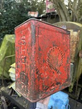 Shell Motor Spirit Clam Motif Logo Original Petrol Fuel Can Oil Tin 2 gallon Old