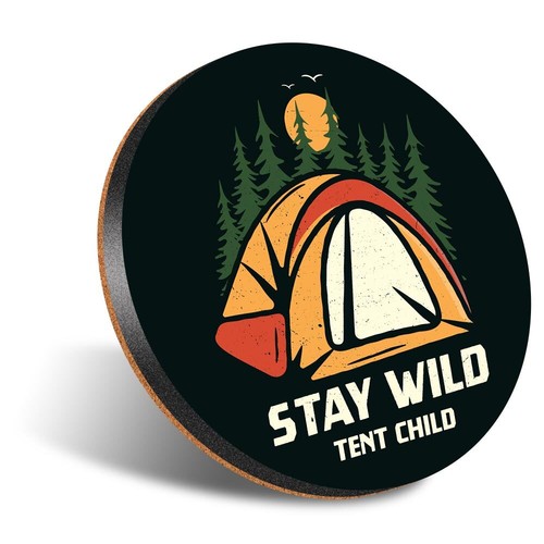 Round coaster 12cm camping - 1x,