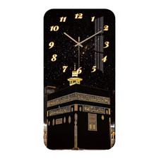 🕋 Islamic-Themed Wooden Rectangular Silent Wall Clock – Kaaba Design