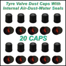 DUST AIR VALVE TYRE CAPS BLACK PLASTIC COVERS CAR BIKE WHEEL & MOTORBIKE NEW x20