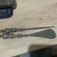 0.925 Sterling Silver Button Hook And Shoe Horn, 79.19grams Hallmarked