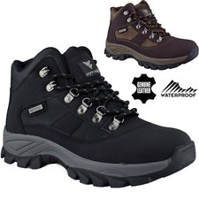 Mens Waterproof Leather Ankle Boots Walking Hiking Trail Lace Up Boots Trainers