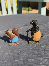 Rare Vintage Cadbury Lead Bear Walking Hollowcast Figure (Britains) & Squirrel