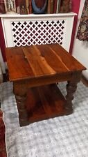 BALI HEAVY WOODEN  COFFEE TABLE CARVED PATTERN( Cracks under Feet See photos)