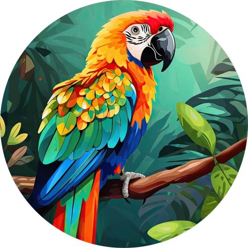 Stained glass floral macaw - glass,