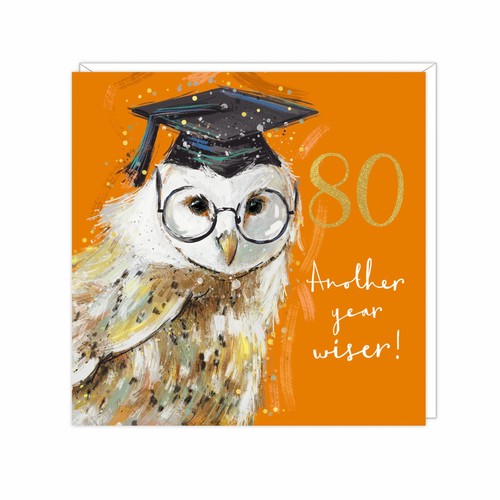 80th birthday card - -, owl