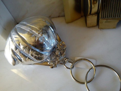 Silver satin evening - satin, pu